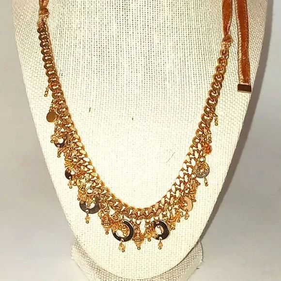CHAN LUU COINS/CHARMS CHAIN VELVET NECKLACE - Picture 2 of 6